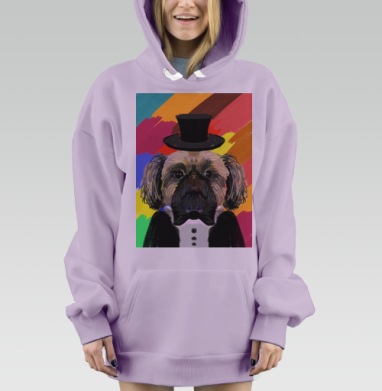 Пёс в костюме, Hoodie Mjhigh Dig Mel, Fiolet, утепленная
