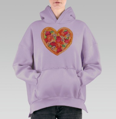 Пицца - это любовь, Hoodie Oversize Fiolet, утепленная