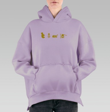 Пиксель революции, Hoodie Oversize Fiolet, утепленная