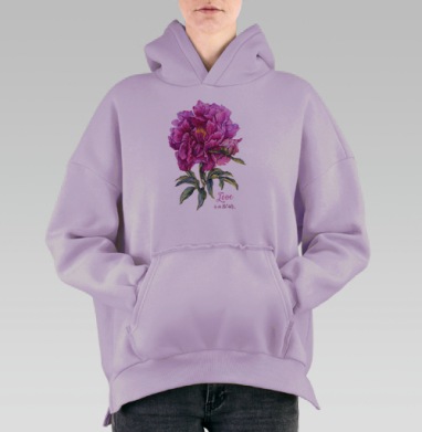 Пион и любовь, Hoodie Oversize Fiolet, утепленная