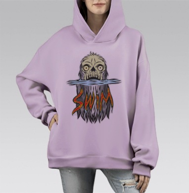 ПЛАВАТЬ!, Hoodie Mono Fiolet, оверсайз, утепленная