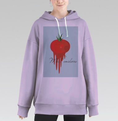 Плавящийся красный томат с иронией Mr. Pomidorro, Hoodie Long Oversize Fiolet