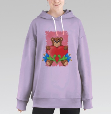 Плюшевый Мишка., Hoodie Long Oversize Fiolet