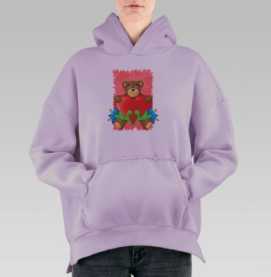 Плюшевый Мишка., Hoodie Oversize Fiolet, утепленная