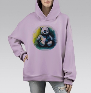 Плюшевый мишка, Hoodie Mono Fiolet, оверсайз, утепленная