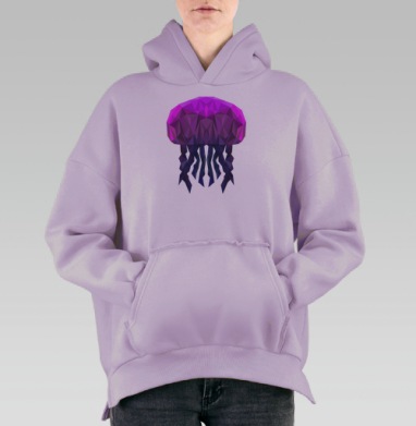 Полигональная медуза, Hoodie Oversize Fiolet, утепленная