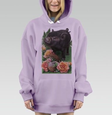 Поросенок, Hoodie Mjhigh Dig Mel, Fiolet, утепленная