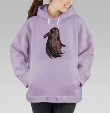 Портрет гордой женщины с этнической повязкой, Hoodie Oversize Fiolet