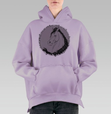 Портрет лошади, Hoodie Oversize Fiolet, утепленная