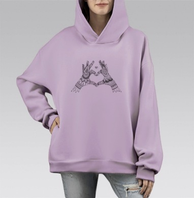 Послание без слов, Hoodie Mono Fiolet, оверсайз, утепленная