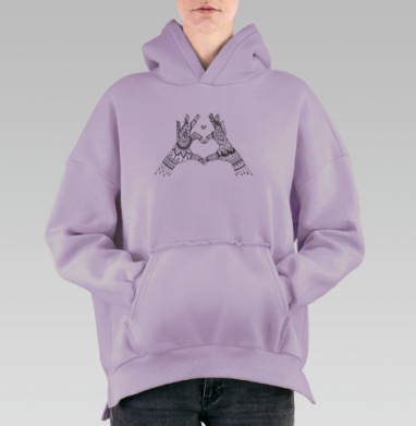 Послание без слов, Hoodie Oversize Fiolet, утепленная
