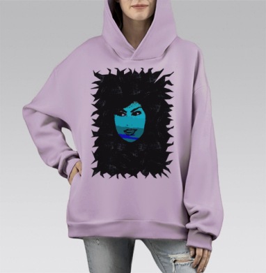 Прекрасна и опасна, Hoodie Mono Fiolet, оверсайз, утепленная