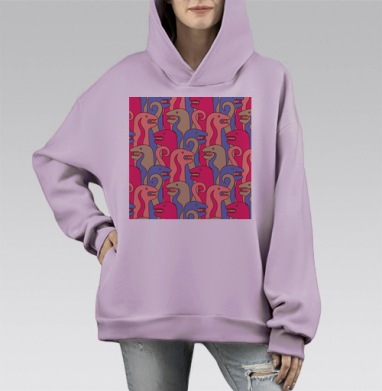 Прикольные цветные змейки, Hoodie Mono Fiolet, оверсайз, утепленная