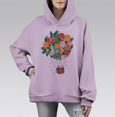 Прилетай еще, Hoodie Mono Fiolet, оверсайз, утепленная