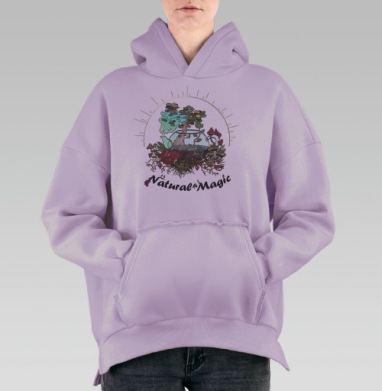Природная магия цветной вариант, Hoodie Oversize Fiolet, утепленная