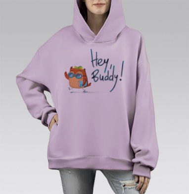 Приятель, Hoodie Mono Fiolet, оверсайз, утепленная