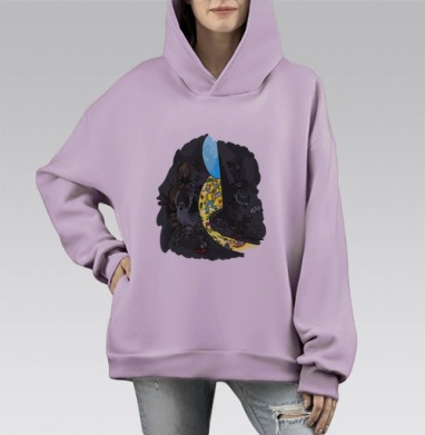 Прогоняя страхи, Hoodie Mono Fiolet, оверсайз, утепленная