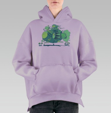 Прогулка с другом, Hoodie Oversize Fiolet, утепленная
