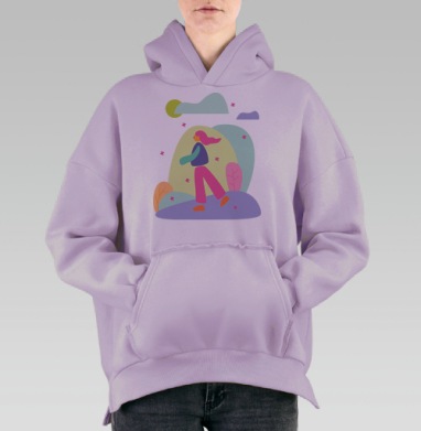 Прогулка зимой, Hoodie Oversize Fiolet, утепленная