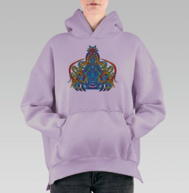 Психоделическая Медитация: Гармония и Баланс, Hoodie Oversize Fiolet, утепленная