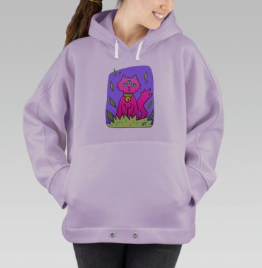 Психоделичный котик, Hoodie Oversize Fiolet