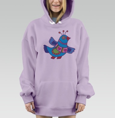 Птица Фольклор, Hoodie Mjhigh Dig Mel, Fiolet, утепленная