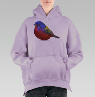 Птица из полигонов, Hoodie Oversize Fiolet, утепленная