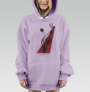 Птица в красном треугольнике, Hoodie Mjhigh Dig Mel, Fiolet, утепленная
