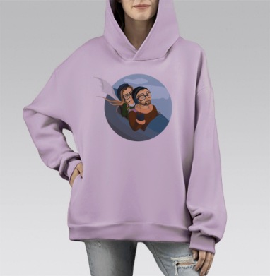 Путешественники, Hoodie Mono Fiolet, оверсайз, утепленная