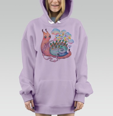 Радужная улитка поливает огород, Hoodie Mjhigh Dig Mel, Fiolet, утепленная