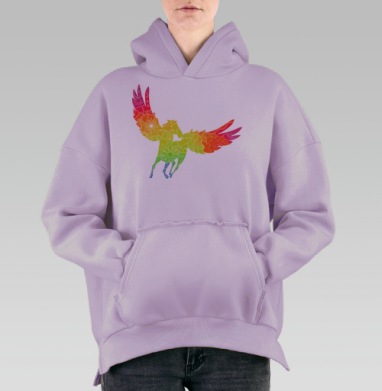 Радужный пегас, Hoodie Oversize Fiolet, утепленная