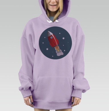 Ракета в космосе, Hoodie Mjhigh Dig Mel, Fiolet, утепленная