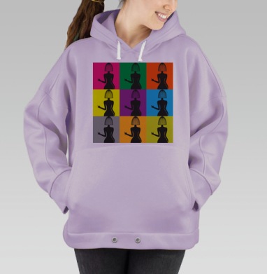 Разноцветный, Hoodie Oversize Fiolet