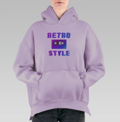 Ретро Стиль, Hoodie Oversize Fiolet, утепленная