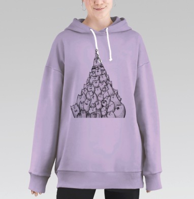 Рождественская елка из милых мультяшных кошек, Hoodie Long Oversize Fiolet