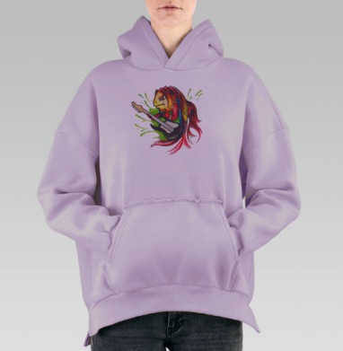 Рок рыба, Hoodie Oversize Fiolet, утепленная
