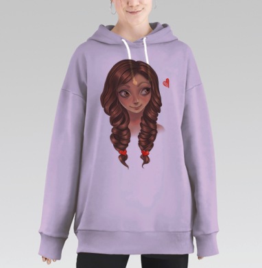 Романтичная девушка, Hoodie Long Oversize Fiolet