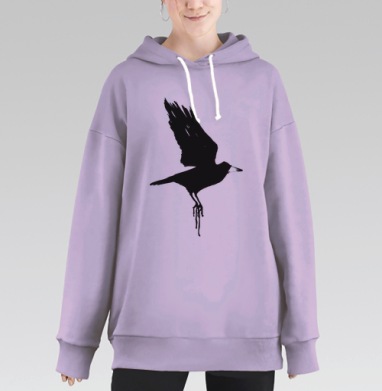 Романтичный черно-белый силуэт пары с луной, Hoodie Long Oversize Fiolet