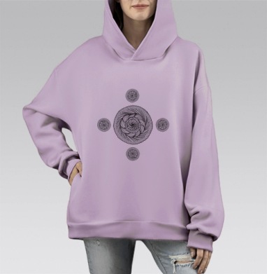 Роза АЗОРА, Hoodie Mono Fiolet, оверсайз, утепленная