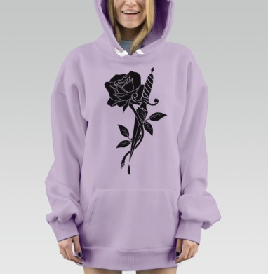 Роза с кинжалом, Hoodie Mjhigh Dig Mel, Fiolet, утепленная