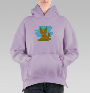 Рыжий котенок, Hoodie Oversize Fiolet, утепленная