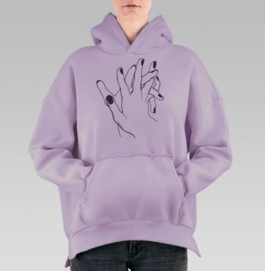 Рука в руке, Hoodie Oversize Fiolet, утепленная