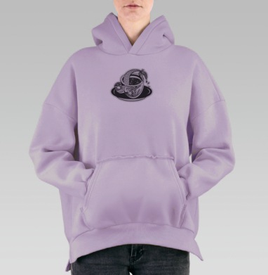 Русалка в чашке, Hoodie Oversize Fiolet, утепленная