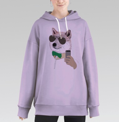 Селфи в очках, Hoodie Long Oversize Fiolet