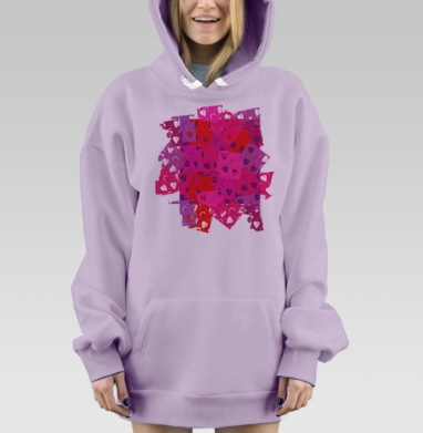 Сердца в квадратах, Hoodie Mjhigh Dig Mel, Fiolet, утепленная