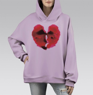 Сердце, Hoodie Mono Fiolet, оверсайз, утепленная