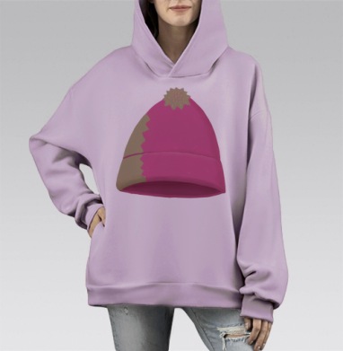 Шапка (Живая Азбука), Hoodie Mono Fiolet, оверсайз, утепленная