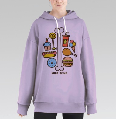 ШИРОКАЯ КОСТЬ, Hoodie Long Oversize Fiolet