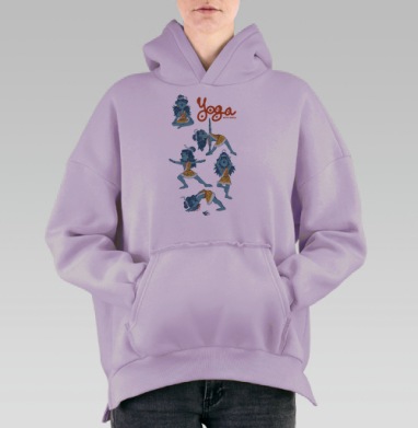 Шива и йога, Hoodie Oversize Fiolet, утепленная