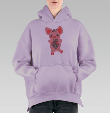 Симпатичный поросенок, Hoodie Oversize Fiolet, утепленная